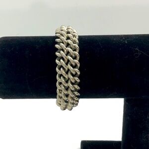 Vintage Double-Chain berge Silvertone Heavy Link Bracelet